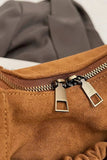 Ruched Suede Handbag with Zipper - Trendsi - Flyclothing LLC