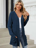Pocketed Open Front Long Sleeve Cardigan - Trendsi - Flyclothing LLC