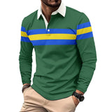 Men's Full Size Collared Contrast Striped Polo Plus Size - Trendsi - Flyclothing LLC
