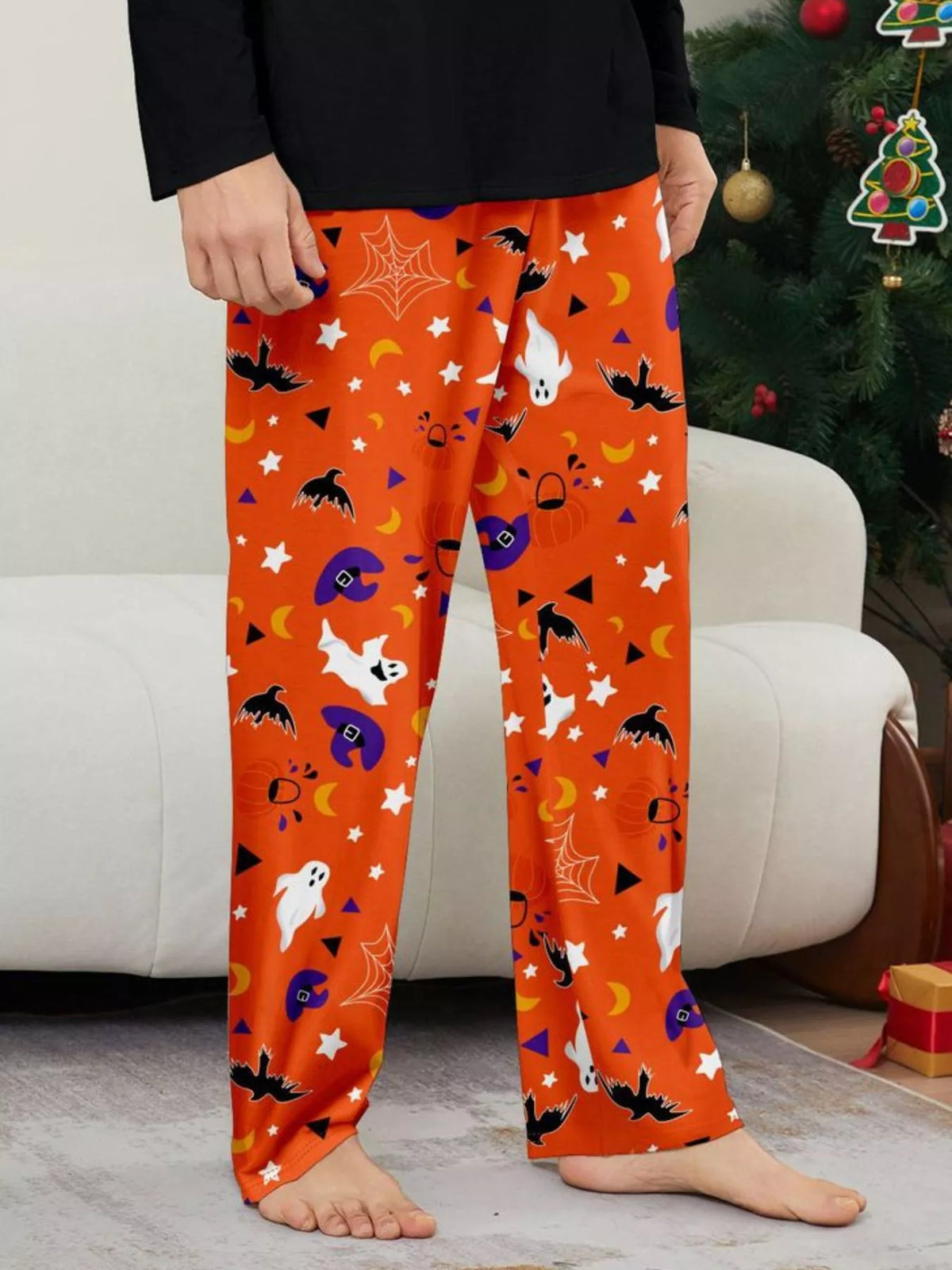 Full Size Halloween Family Matching Pajama Set with Ghost and Pumpkin Print Plus Size - Trendsi - Flyclothing LLC