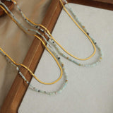 Beaded Titanium Steel Double-Layered Necklace - Trendsi - Flyclothing LLC