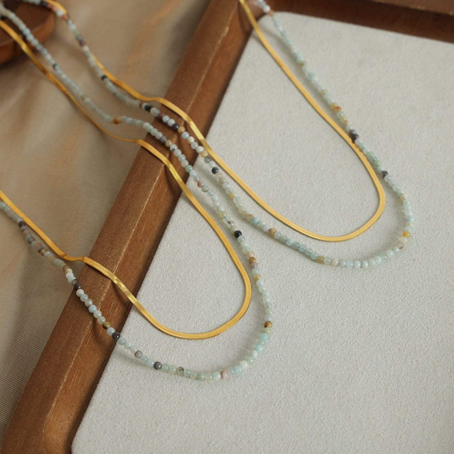 Beaded Titanium Steel Double-Layered Necklace - Trendsi - Flyclothing LLC