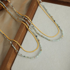 Beaded Titanium Steel Double-Layered Necklace - Trendsi