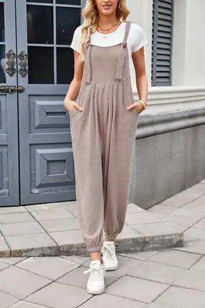 Lovelet Knotted Strap Overalls with Pockets - Trendsi - Flyclothing LLC