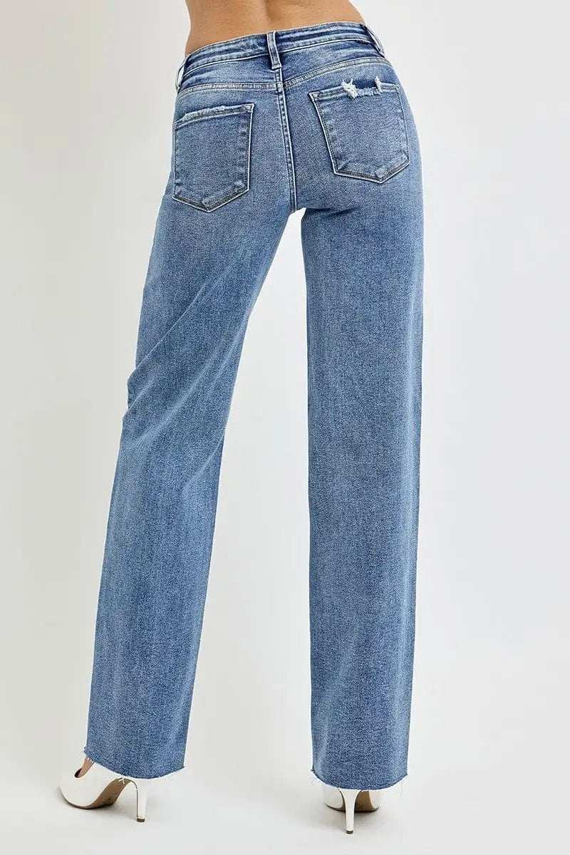 RISEN Full Size High Rise Straight Leg Jeans with Pockets - Trendsi - Flyclothing LLC