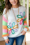 Color Block Round Neck Sweater - Trendsi - Flyclothing LLC