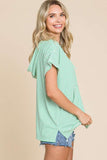 Culture Code Full Size Striped Short Sleeve Hooded Top - Trendsi
