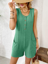 Pocketed Round Neck Sleeveless Romper - Trendsi - Flyclothing LLC