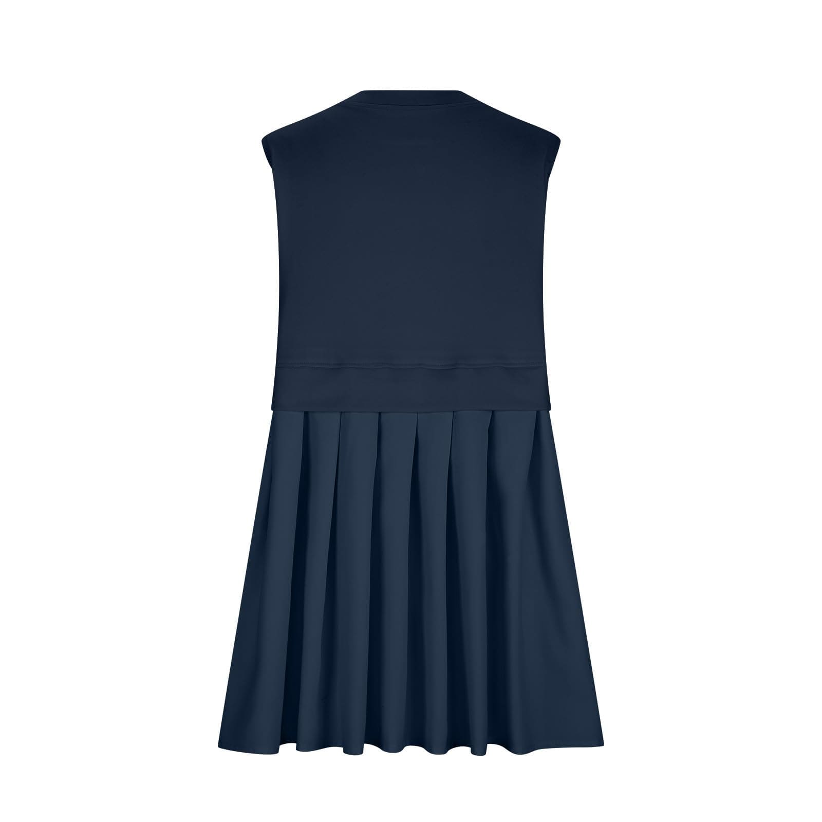 Pleated Round Neck Sleeveless Mini Dress - Trendsi