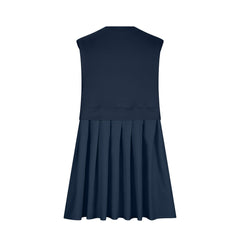 Pleated Round Neck Sleeveless Mini Dress - Trendsi