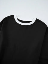 Contrast Trim Round Neck Top and Pants Set - Trendsi - Flyclothing LLC