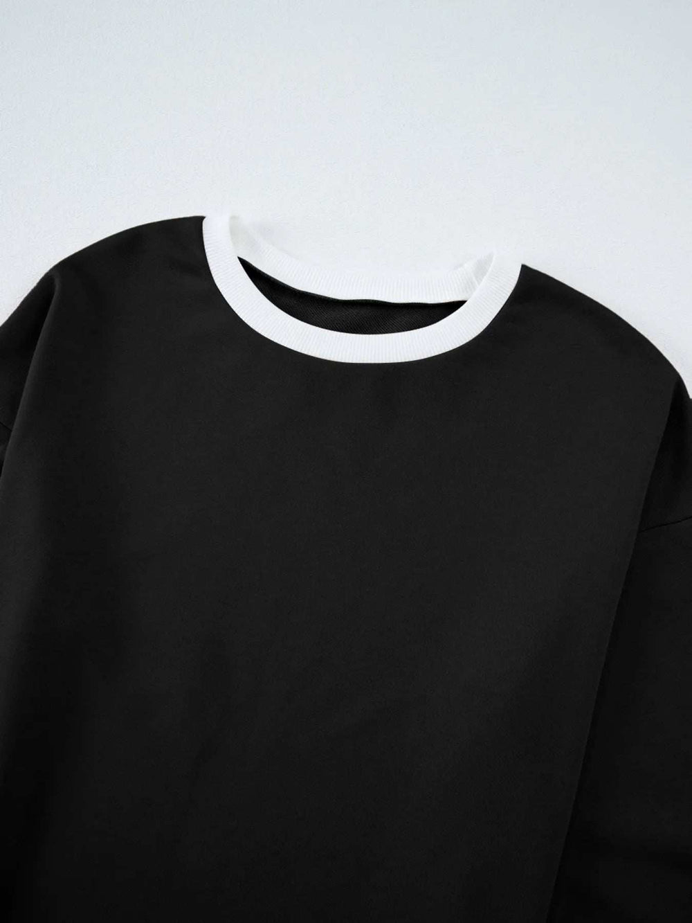 Contrast Trim Round Neck Top and Pants Set - Trendsi - Flyclothing LLC