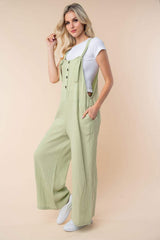 White Birch Texture Sleeveless Wide Leg Jumpsuit - Trendsi - Flyclothing LLC