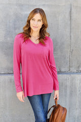 Basic Bae Full Size V-Neck Long Sleeve Top - ShopBasicbae - Flyclothing LLC