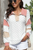 Exposed Seam Side Slit Color Block Long Sleeve Sweatshirt - Trendsi - Flyclothing LLC