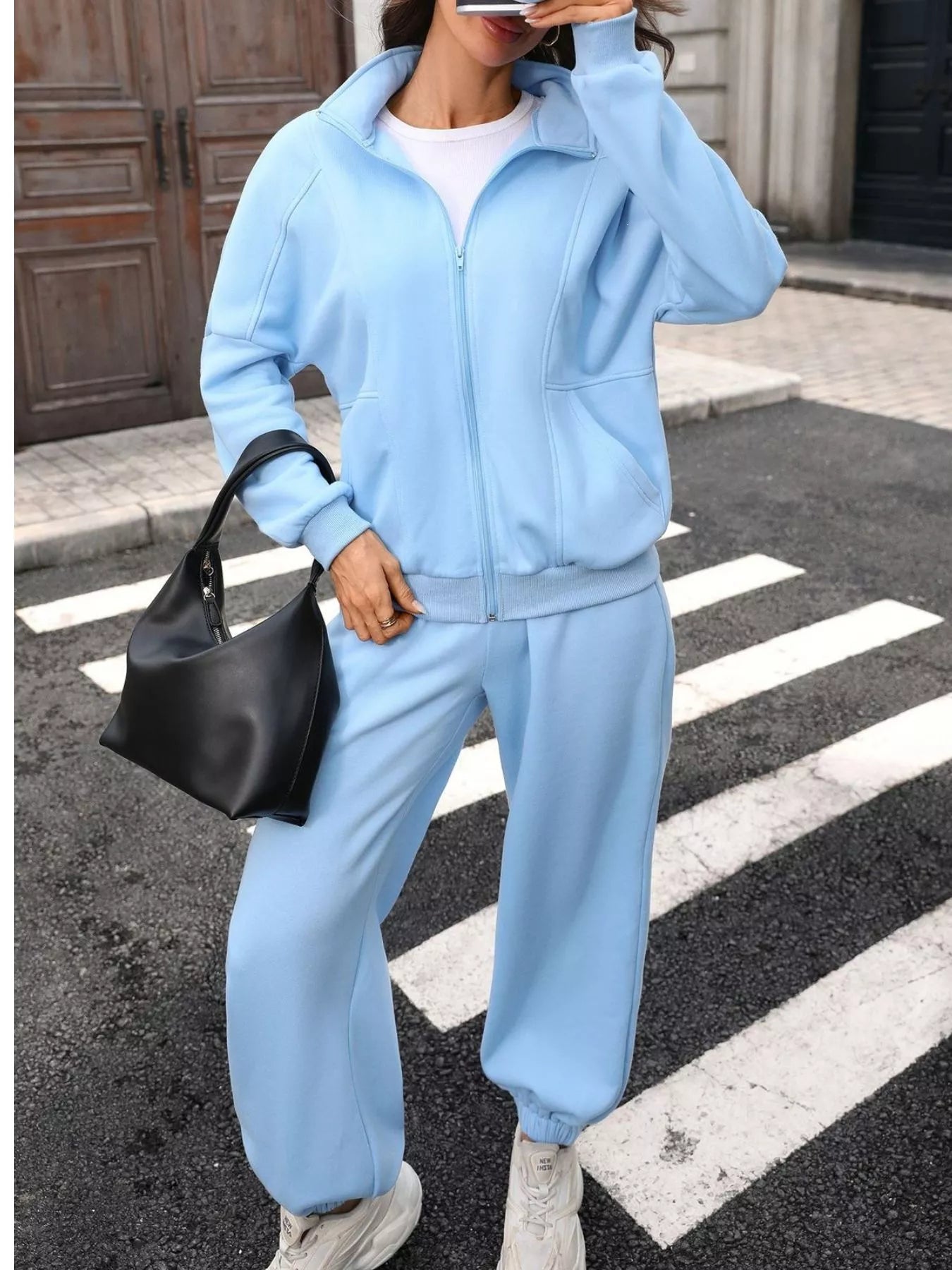 Zip-Up Long Sleeve Top and Pants Set - Trendsi - Flyclothing LLC
