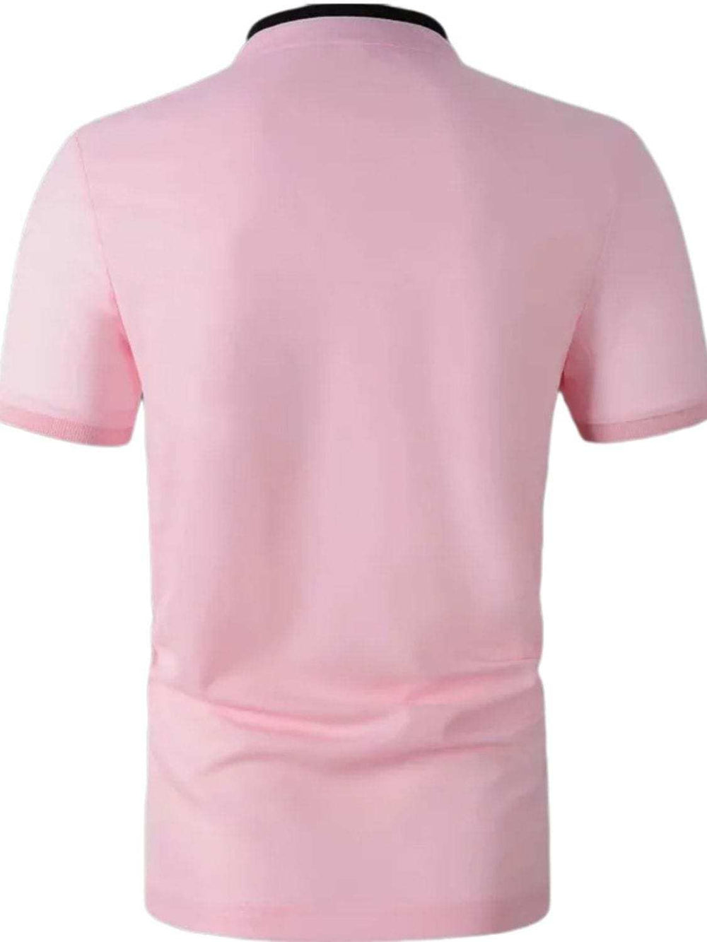 Men's Full Size Stand Collar Contrast Short Sleeve Polo Plus Size - Trendsi - Flyclothing LLC