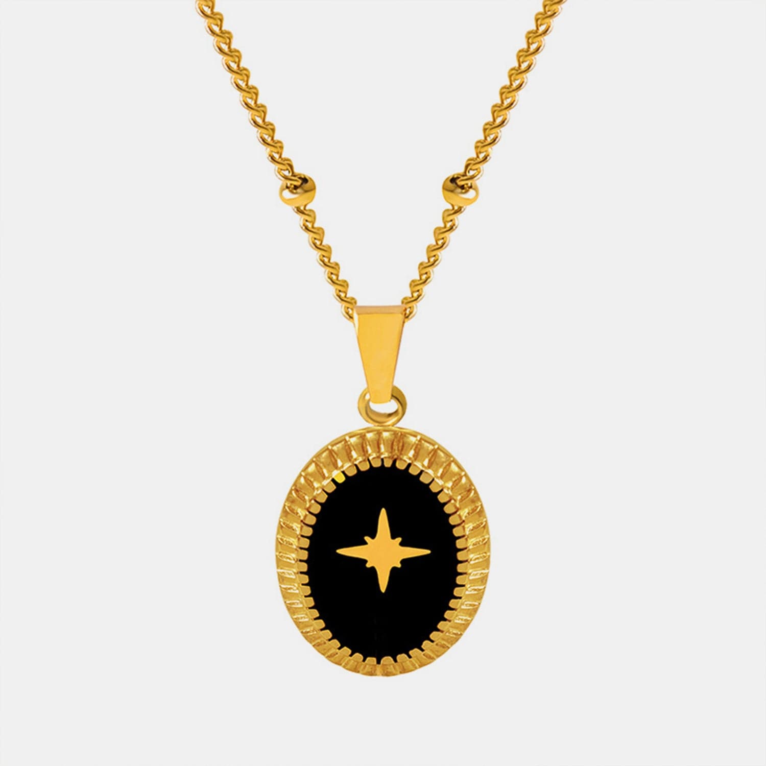 Gold-Plated Titanium Steel Oval Shape Pendant Necklace - Trendsi
