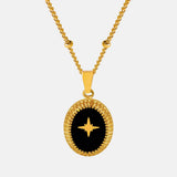 Gold-Plated Titanium Steel Oval Shape Pendant Necklace - Trendsi - Flyclothing LLC