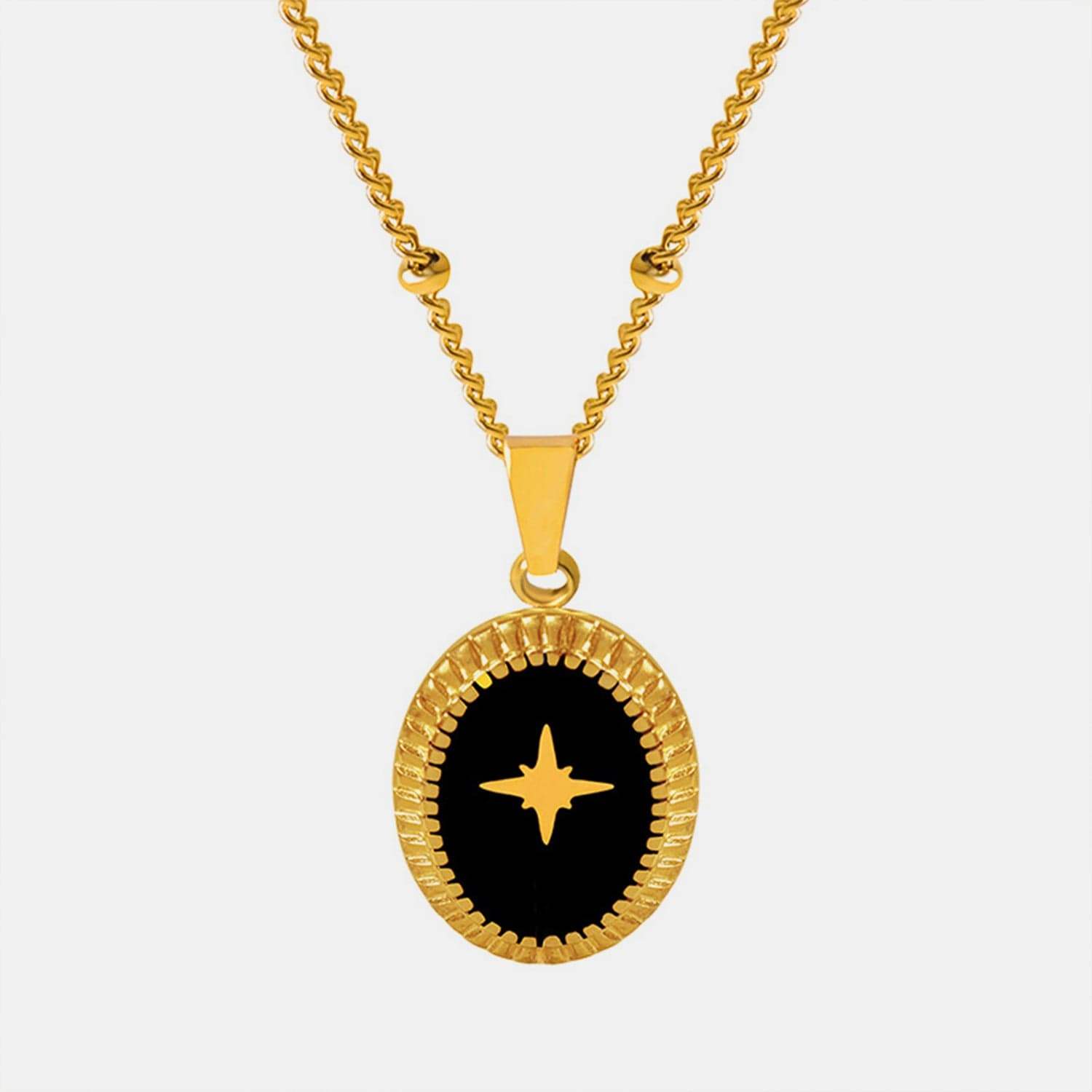 Gold-Plated Titanium Steel Oval Shape Pendant Necklace - Trendsi - Flyclothing LLC