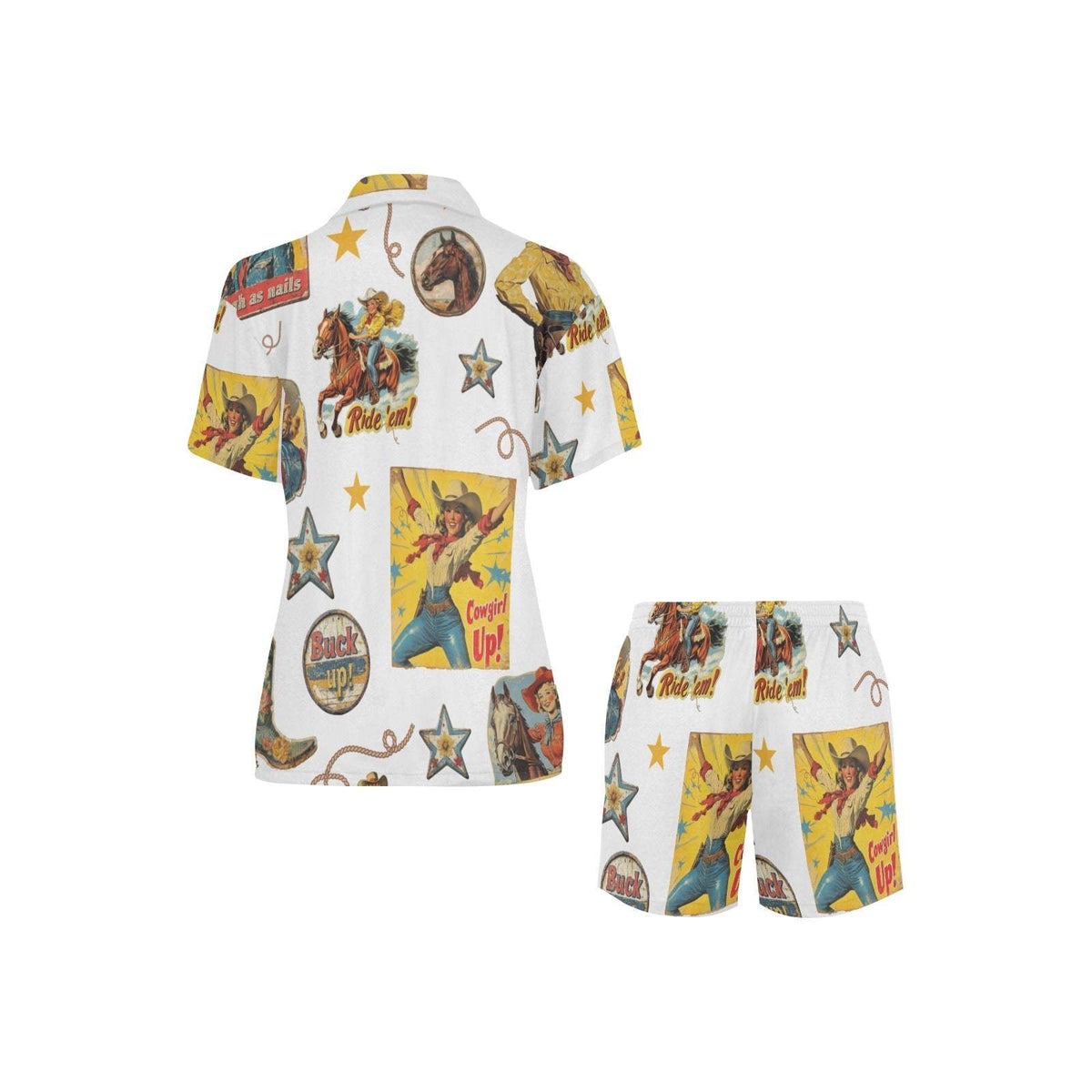 Baha Ranch Vintage Cowgirl Collage Pajama Set - Baha Ranch Western Wear - Flyclothing LLC
