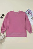 High-Low Round Neck Long Sleeve Sweatshirt - Trendsi - Flyclothing LLC
