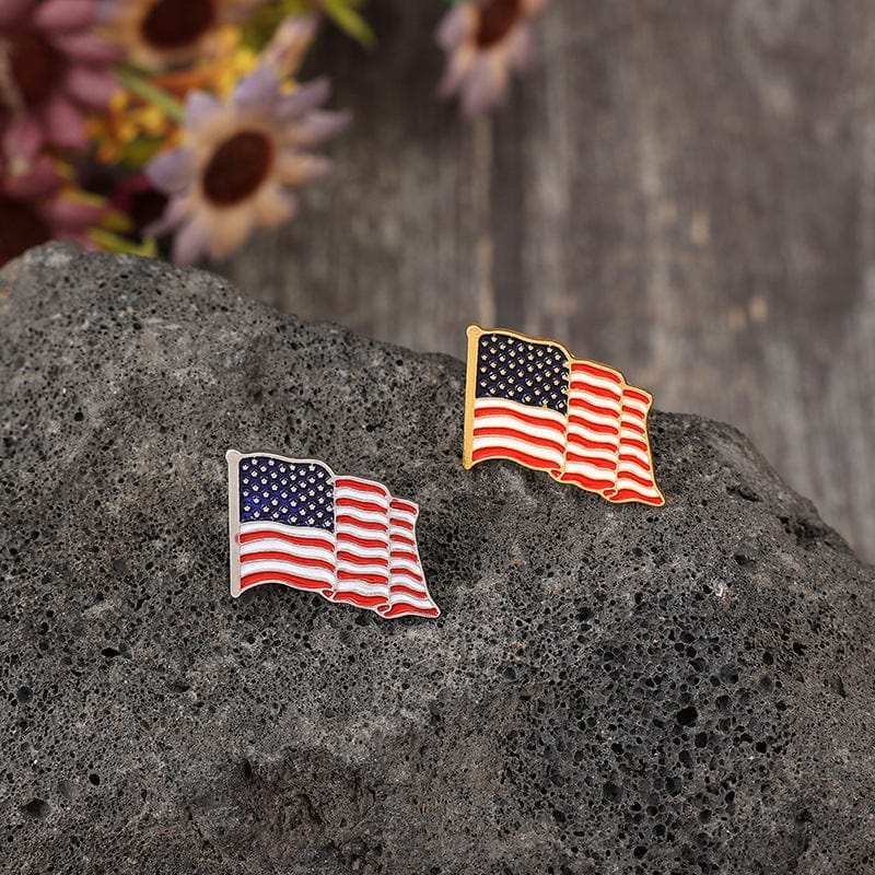 2 Piece Drip Oil US Flag Brooch - Trendsi - Flyclothing LLC