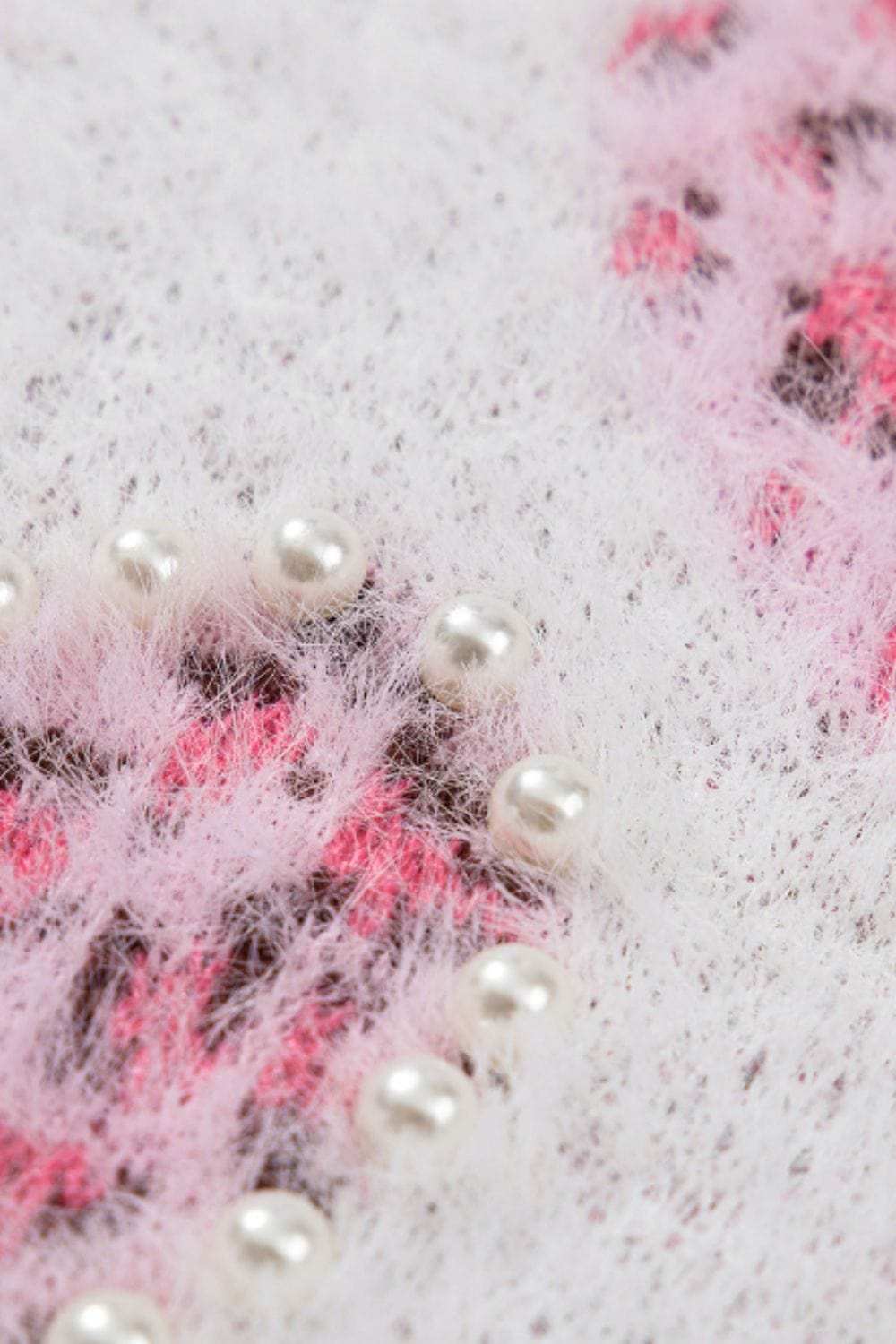 Pearl Detail Heart Round Neck Sweater - Trendsi - Flyclothing LLC