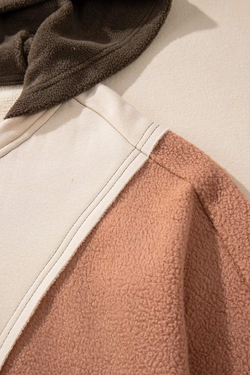 Plus Size Color Block Long Sleeve Hoodie - Trendsi - Flyclothing LLC