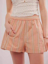 Striped Elastic Waist Shorts - Trendsi - Flyclothing LLC