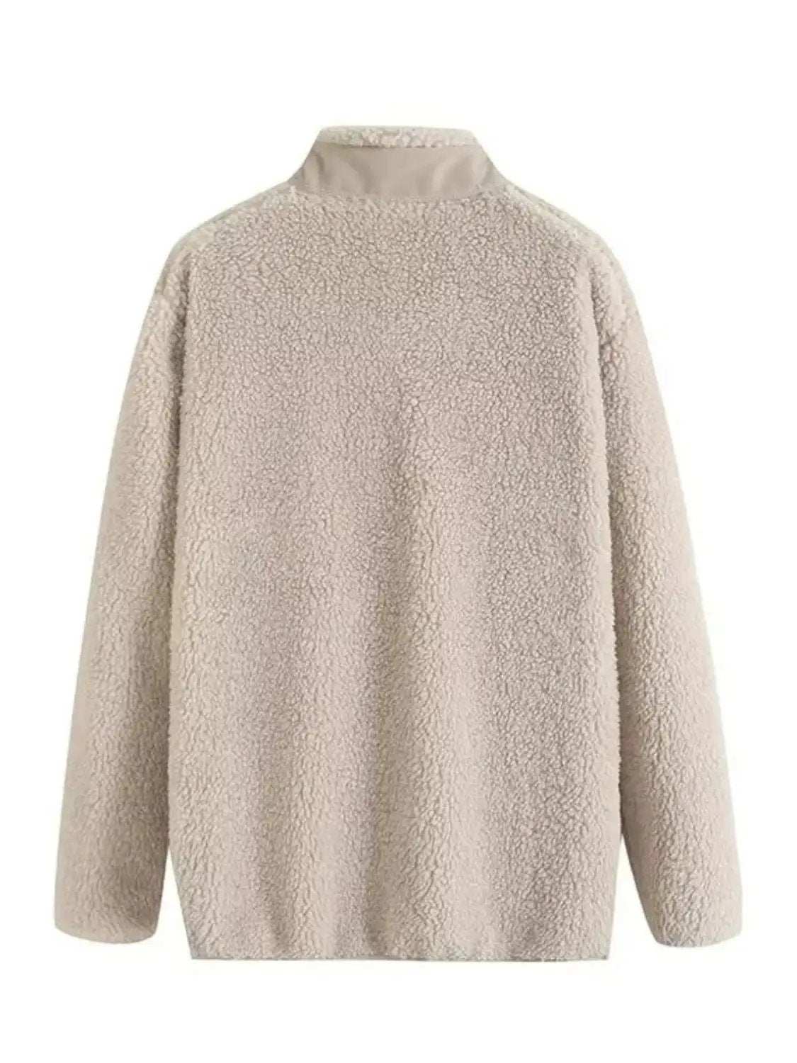 Zip Up Long Sleeve Plush Jacket - Trendsi - Flyclothing LLC