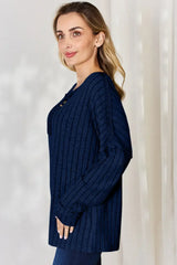 Basic Bae Full Size Ribbed Half Button Long Sleeve T-Shirt - ShopBasicbae - Flyclothing LLC