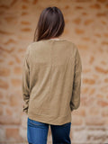 Side Slit Round Neck Long Sleeve T-Shirt - Trendsi - Flyclothing LLC
