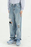 Distressed Wide Leg Jeans with Pockets - Trendsi