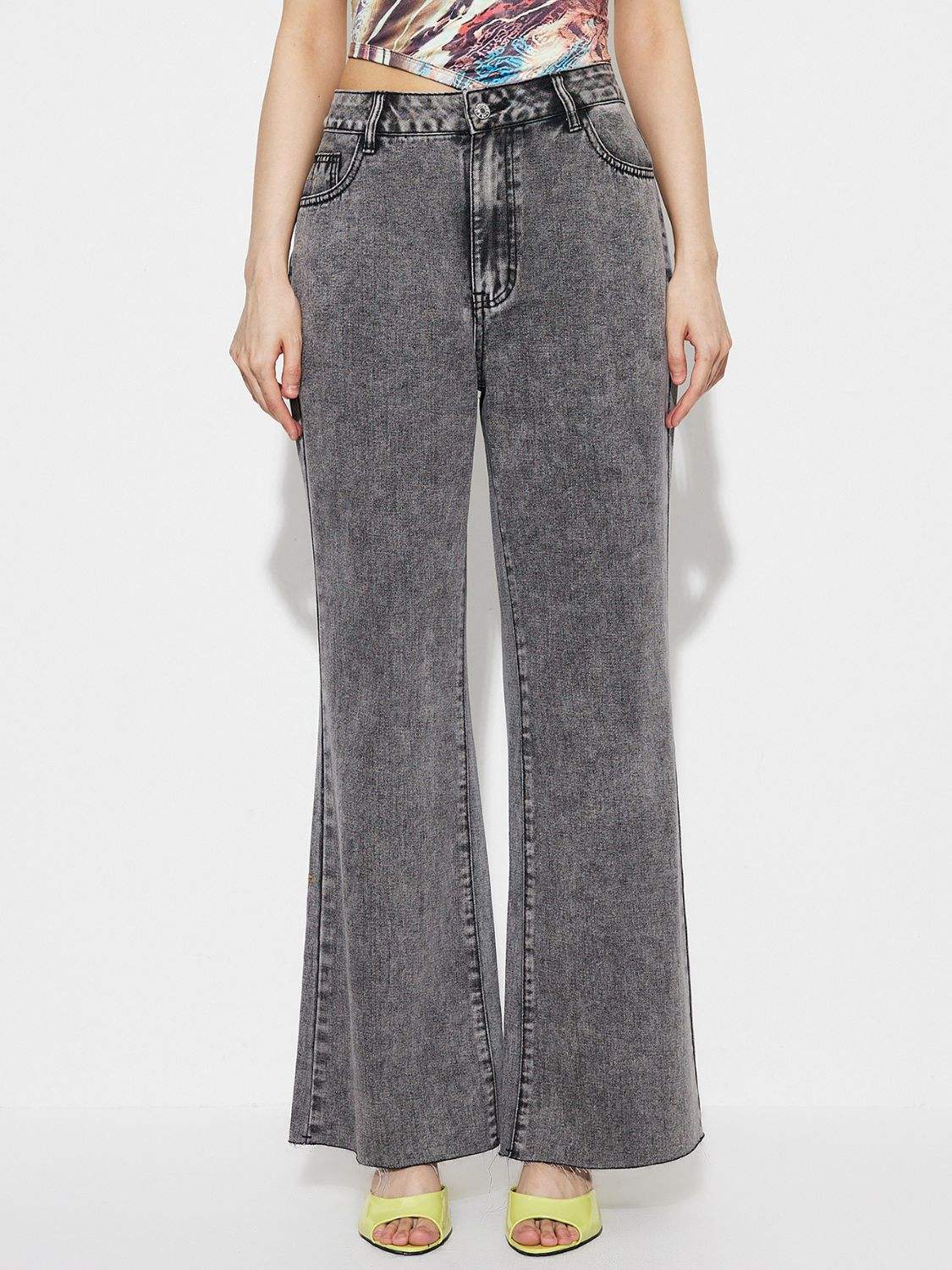 High Waist Bootcut Jeans with Pockets - Trendsi - Flyclothing LLC