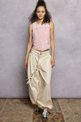 POL Ribbed Round Neck Cropped Tank with Lace Detail - Trendsi - Flyclothing LLC