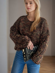 Dropped Shoulder Long Sleeve Sweater - Trendsi