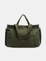 Corduroy Solid Large Tote Bag - Trendsi