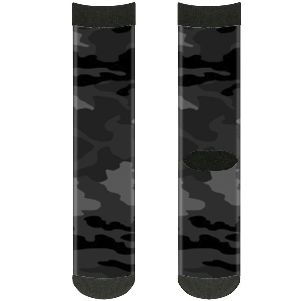 Sock Pair - Polyester - Camo Charcoal - CREW - Buckle-Down - Flyclothing LLC