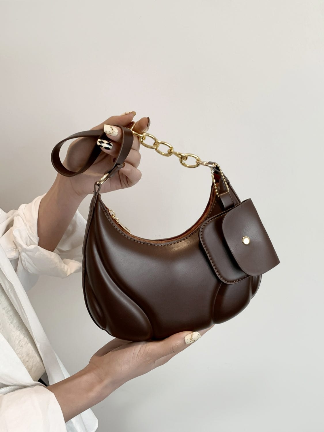 PU Leather Shoulder Bag with EarPods Bag - Trendsi