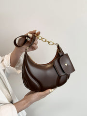 PU Leather Shoulder Bag with EarPods Bag - Trendsi