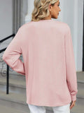 Striped Notched Long Sleeve T-Shirt - Trendsi - Flyclothing LLC