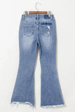 Distressed Raw Hem Bootcut Jeans - Trendsi