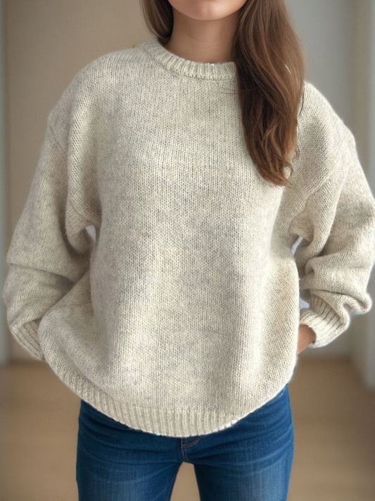 Round Neck Long Sleeve Sweater - Trendsi