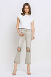 Lovervet Distressed Raw Hem Cropped Flare Jeans - Trendsi - Flyclothing LLC