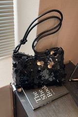 Sequin Knotted Straps Shoulder Bag - Trendsi