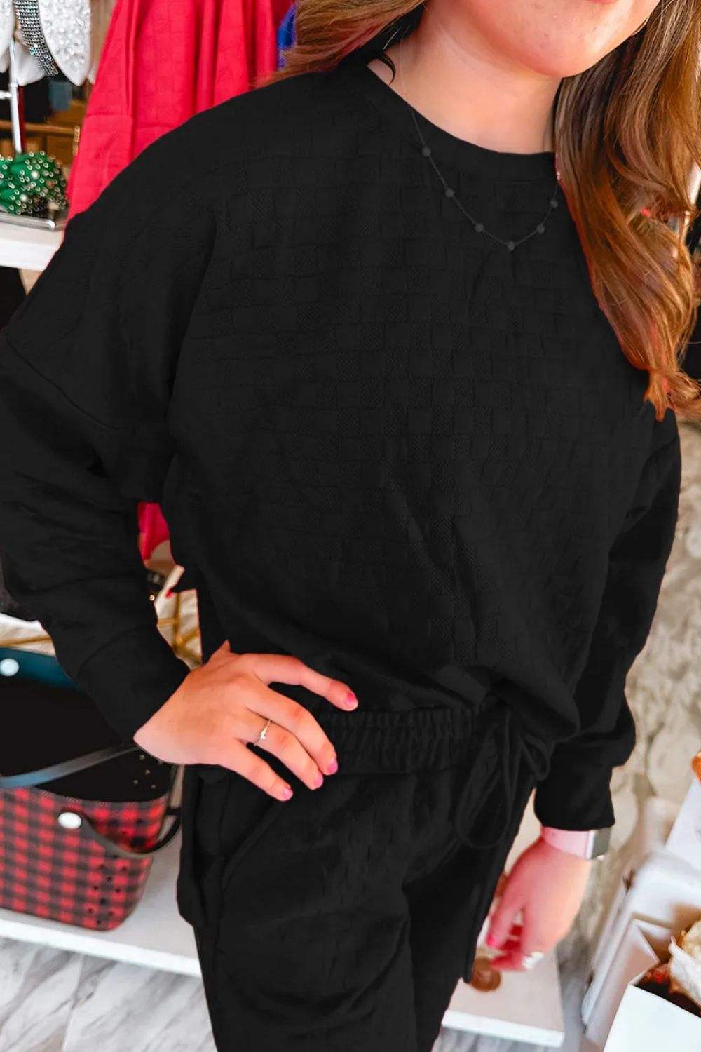 High-Low Round Neck Top and Pants Set - Trendsi - Flyclothing LLC