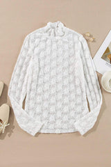 Lace Mock Neck Long Sleeve Top - Trendsi - Flyclothing LLC