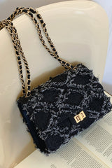 Raw Hem Denim Crossbody Bag - Trendsi