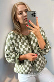 Double Take Tied Checkered Dropped Shoulder Flounce Sleeve Cardigan - Trendsi - Flyclothing LLC